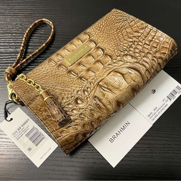 Brahmin WARM TAN to MEDIUM BROWN Melbourne Millie Wristlet Clutch